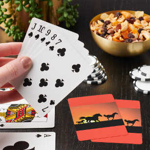 Jeu De Cartes Silhouette de chevaux sauvages au coucher du solei