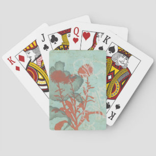 Jeu De Cartes Silhouette de Fleurs rouges sur Arrière - plan Tur
