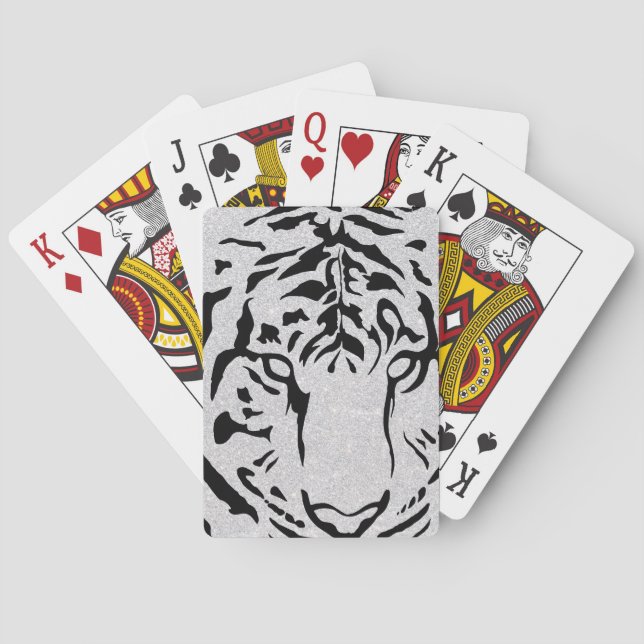 Jeu De Cartes Silhouette de tigre noir et blanc (dos)