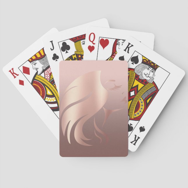 Jeu De Cartes Silhouette de visage de fille tendance cool (dos)