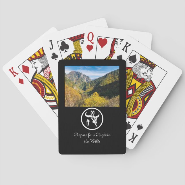 Jeu De Cartes Silhouette du crâne blanc Longhorn Photo (dos)