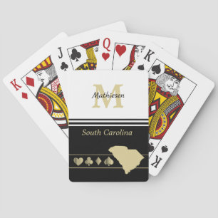 Jeu De Cartes Silhouette en or Monogramme Caroline du Sud