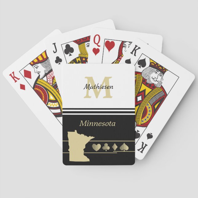 Jeu De Cartes Silhouette en or Monogramme Minnesota (dos)