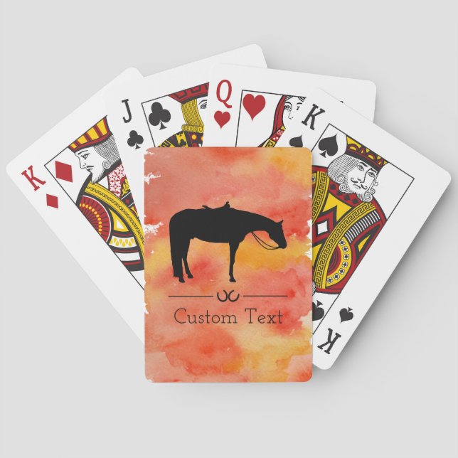 Jeu De Cartes Silhouette occidentale noire de cheval sur (dos)
