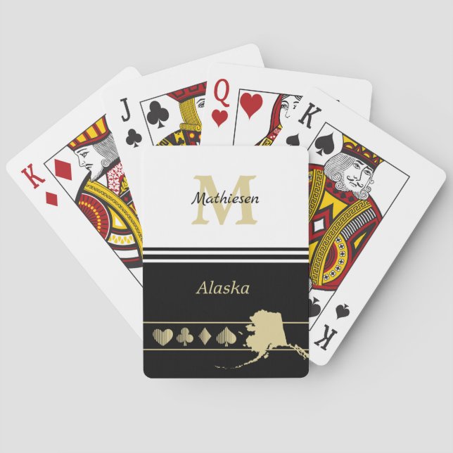 Jeu De Cartes Silhouette Or Monogramme Alaska (dos)