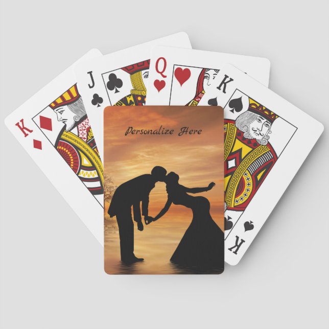 Jeu De Cartes Silhouette romantique Couple Baiser Personnaliser (dos)