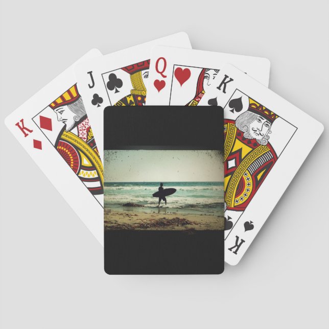 Jeu De Cartes Silhouette Surfer de style vintage (dos)