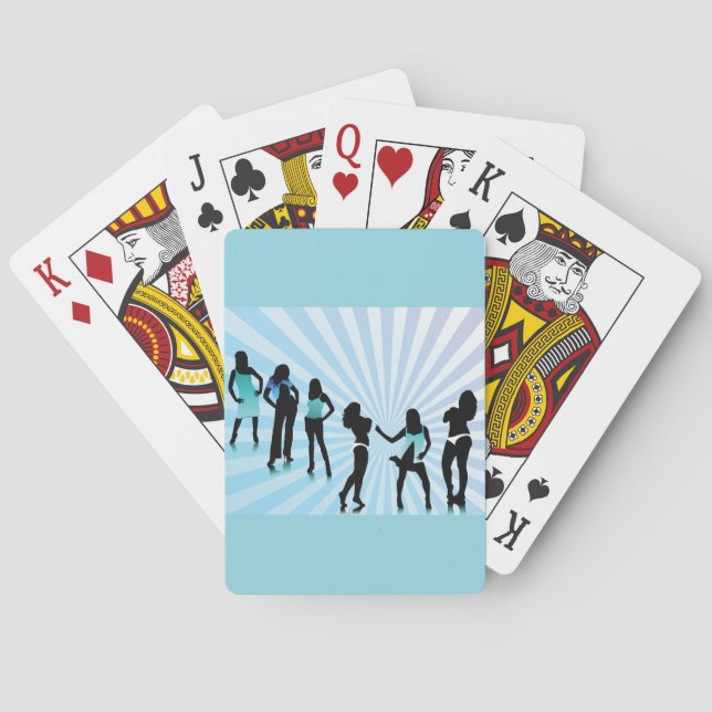 Jeu De Cartes Silhouettes de femmes élégantes mode bleu sarcelle (dos)