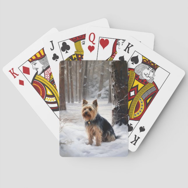 Jeu De Cartes Silky Terrier Qu'il neige Noël  (dos)