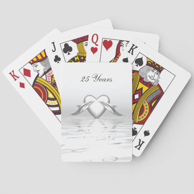 Jeu De Cartes Silver Anniversary Dolphins et Heart (dos)