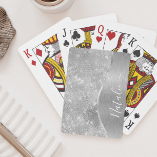 Jeu De Cartes Silver Glitter Glam Bling Personalized