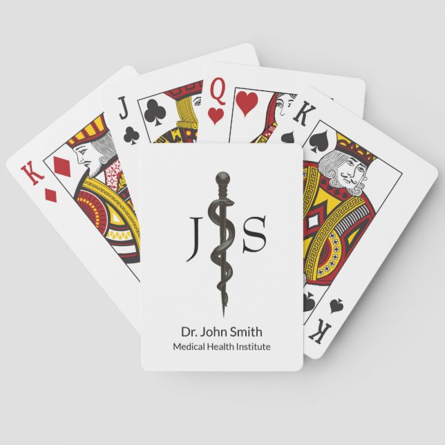 Jeu De Cartes Simple Asclepius Médical Noir Blanc Professionnel (dos)