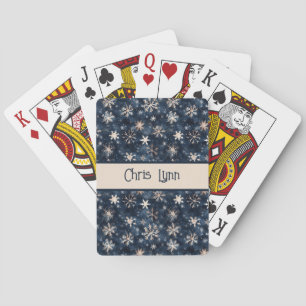 Jeu De Cartes Simple Bleu Foncé avec Flocons de Neige