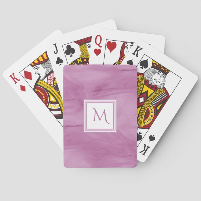 Jeu De Cartes Simple clair violet subtil marbre moderne Monogram (dos)