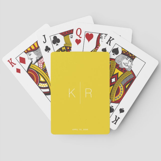 Jeu De Cartes Simple et moderne Monogramme moutarde Jaune (dos)