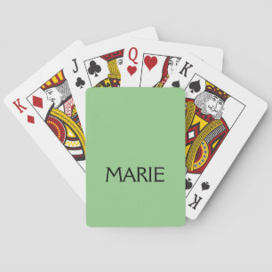 JEU DE CARTES SIMPLE MINIMAL VERT AJOUTEZ VOTRE NOM TEXTE CADEAU