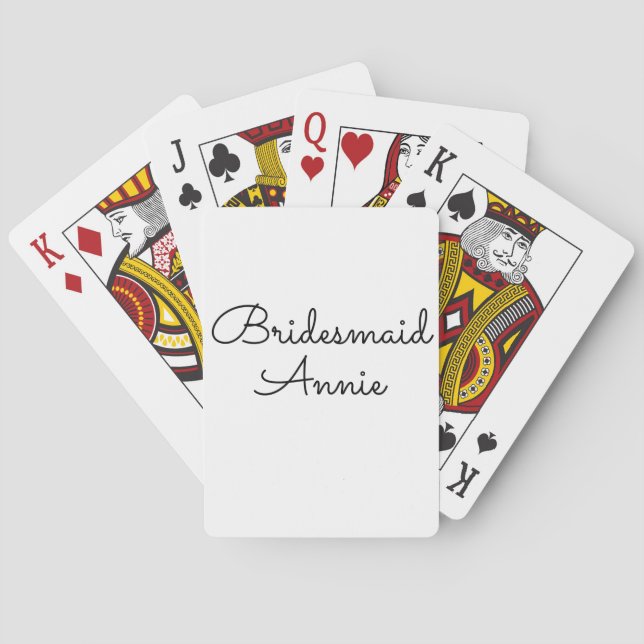 Jeu De Cartes simple minimum ajouter votre nom texte bridesmaid  (dos)