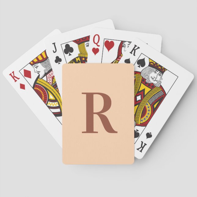 Jeu De Cartes Simple moderne Monogramme Beige Brown (dos)