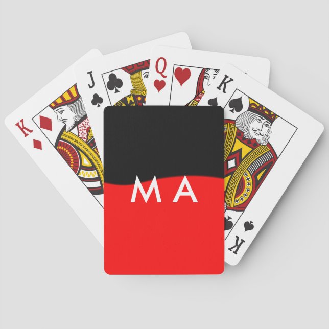 Jeu De Cartes Simple monogramme ajouter votre nom lettre man min (dos)