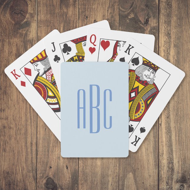 Jeu De Cartes Simple monogramme bleu à trois lettres (Créateur téléchargé)