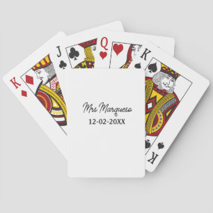 Jeu De Cartes simple monogramme minimaliste Mme M. nom date anné