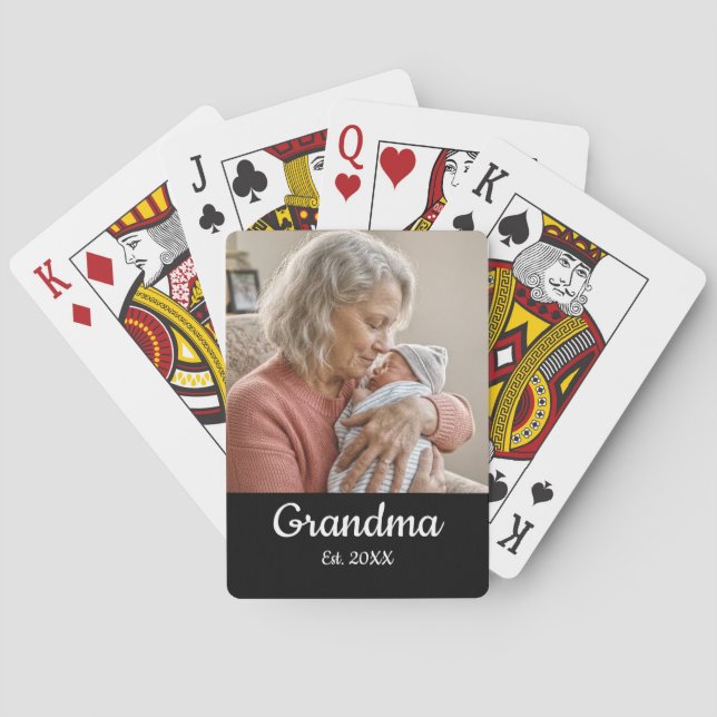 Jeu De Cartes Simple Script Grandma Est.Photo Year Black (dos)