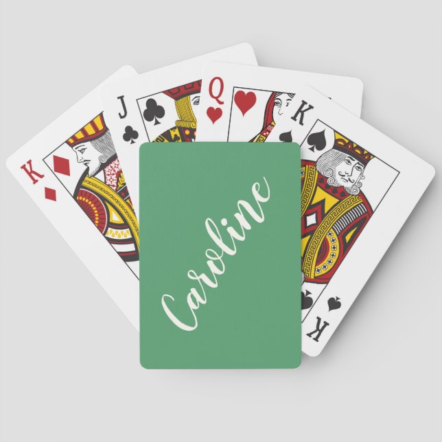 Jeu De Cartes Simple tendance Kelly Green Calligraphie personnal (dos)