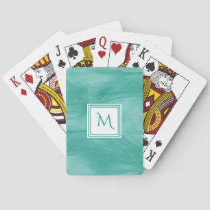 Jeu De Cartes Simple Turquoise Vert subtil marbre Moderne Monogr