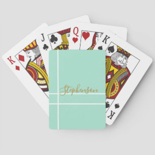 Jeu De Cartes Simple vert menthe minimaliste nom personnalisé 