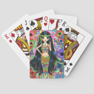 Jeu De Cartes Sirène de fille d'hippie psychédélique des années