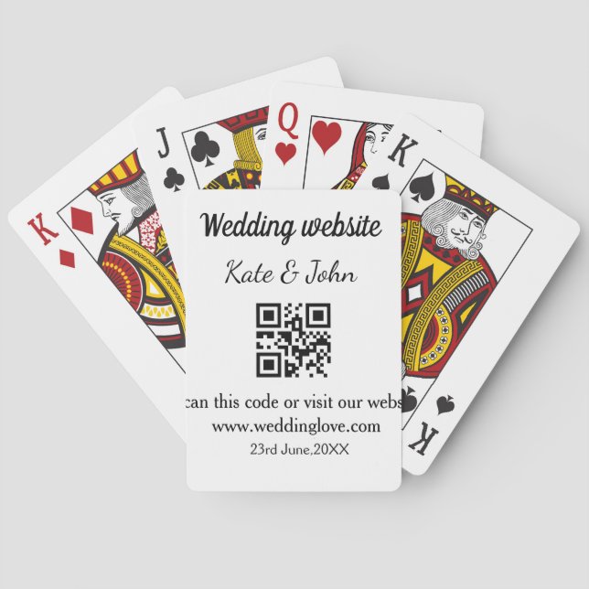 Jeu De Cartes Site web de mariage simple minimal Q R code ajoute (dos)