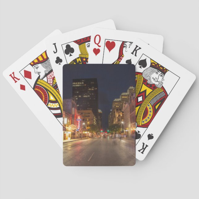 Jeu De Cartes Sixième Rue À Dusk Dans Le Centre D'Austin, Texas (dos)