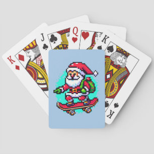 Jeu De Cartes Skateboard Père Noël - Fun Pixel Art Holiday Desig