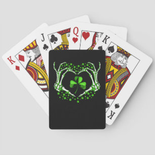 Jeu De Cartes Skeleton Coeur main Shamrock Jour de la Saint Patr