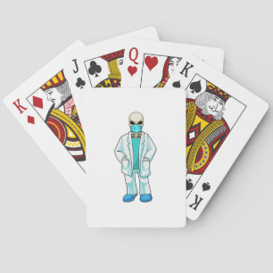 Jeu De Cartes Skeleton comme docteur avec masque visage