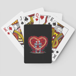 Jeu De Cartes Skeleton Couple Tenant Les Mains Dans Un Coeur De