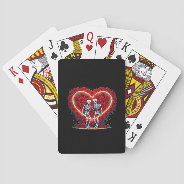 Jeu De Cartes Skeleton Couple Tenant Les Mains Dans Un Coeur De  (dos)
