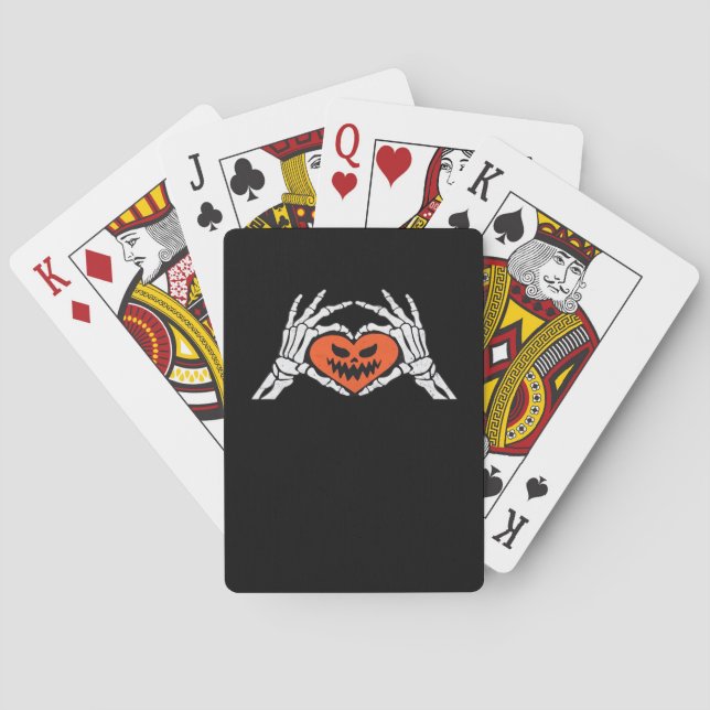 Jeu De Cartes Skeleton Met Un Coeur Halloween Éffrayant Classiqu (dos)