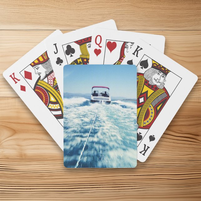 Jeu De Cartes Ski nautique Derrière le bateau de vitesse photo v (Water Skiing Behind Speed Boat Vertical Photo Poker Cards)