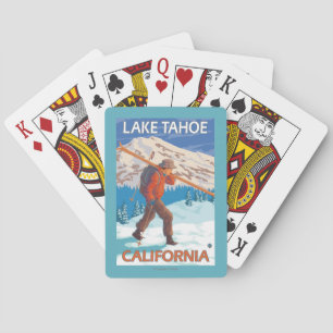 Jeu De Cartes Skier transportant ski de neige - Lac Tahoe, Calif