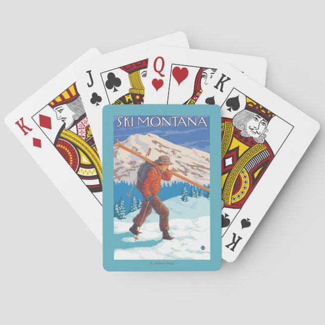 Jeu De Cartes Skier transportant ski de neige - Montana (dos)