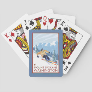 Jeu De Cartes Skieur de neige de Downhhill - bâti Spokane,