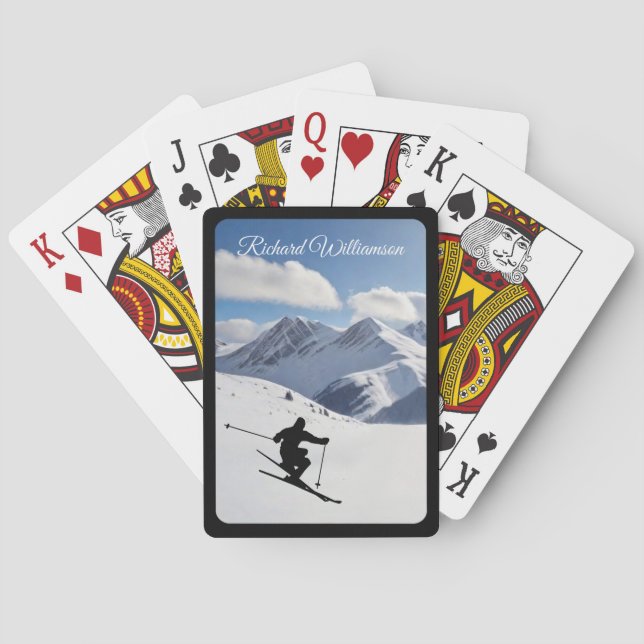 Jeu De Cartes Skiing with Skier Silhouette - Personalize (dos)