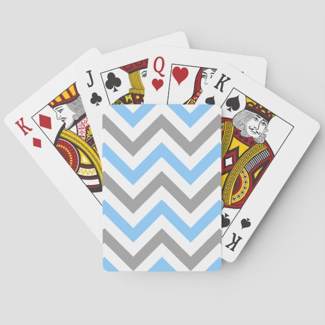 Jeu De Cartes Sky Blue, Dk Gray Wht Large Chevron Zig Zag (dos)