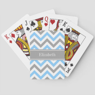 Jeu De Cartes Sky Blue Dk Gray Wht LG Chevron Gray Name Monogram