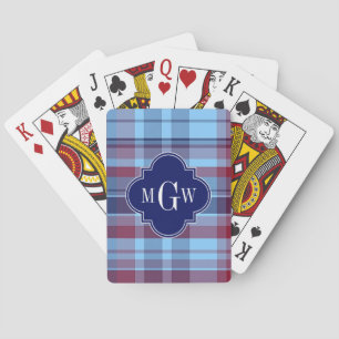 Jeu De Cartes "Sky Blue Navy Burgundy Preppy Madras