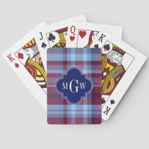 Jeu De Cartes "Sky Blue Navy Burgundy Preppy Madras