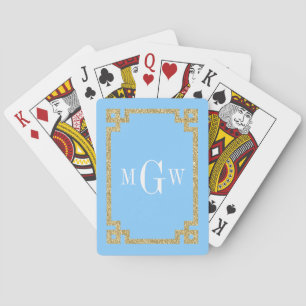 Jeu De Cartes SkyBlue Gold Parties scintillant Look Grec Key Cad