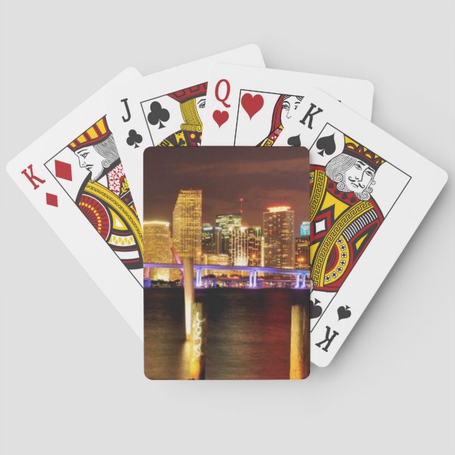 Jeu De Cartes Skyline de Miami la nuit, Floride (dos)