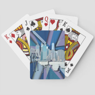 Jeu De Cartes Skyline de New York Bleu 3D